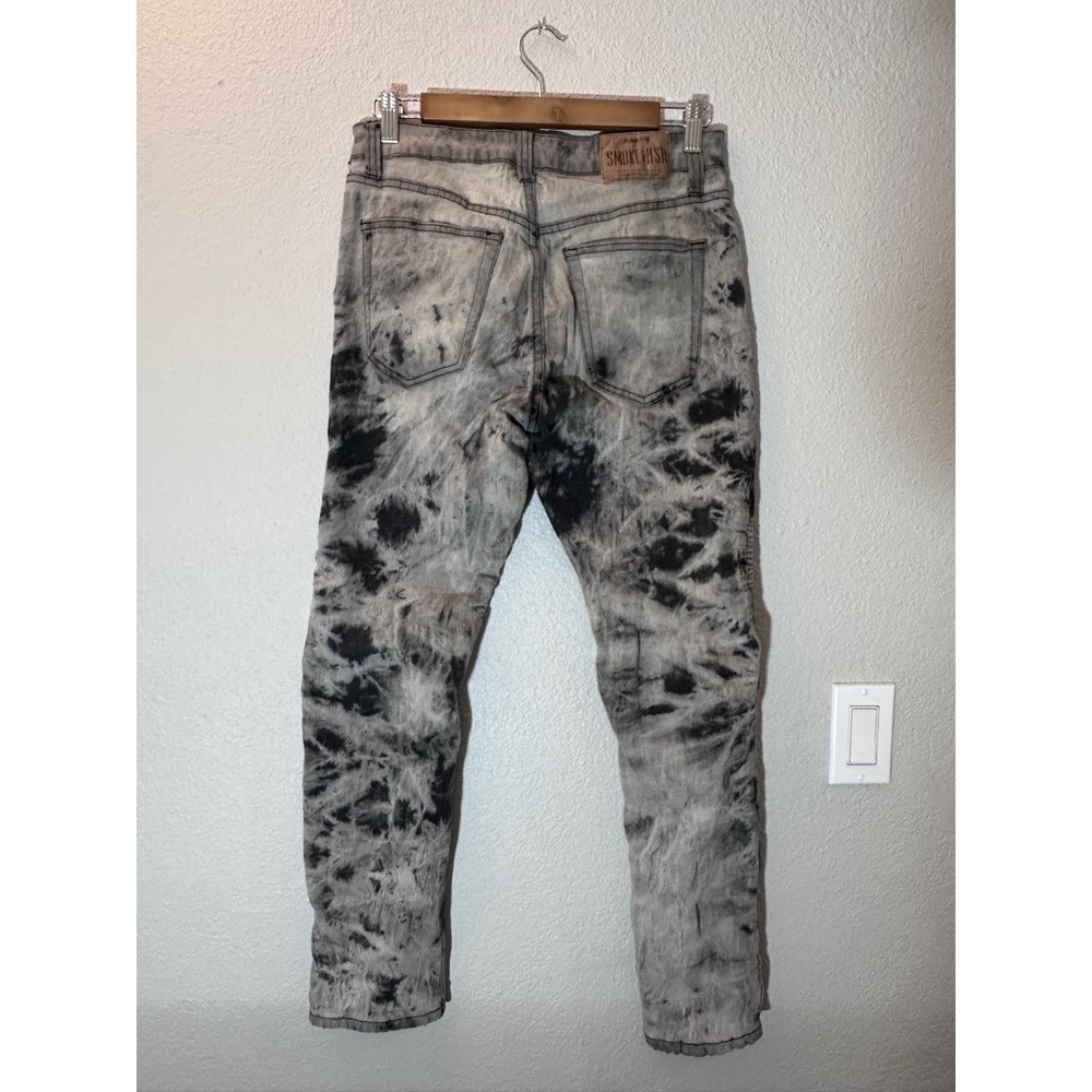 Smoke & Ash Jeans 30x30” Grey Acid Wash Distressed Moto Grunge Thrashed Biker - Picture 2 of 6